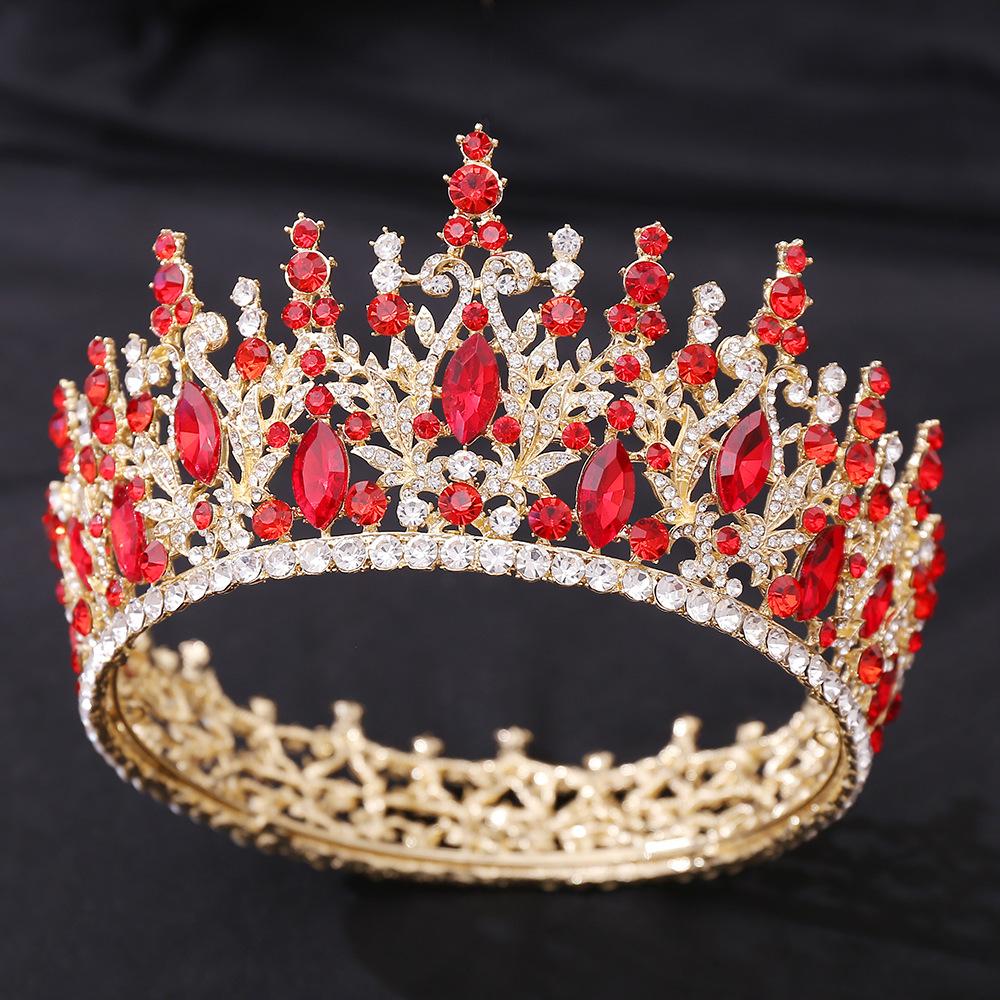 New Bridal Tiara Crystal Crown, European Style Alloy Inlaid with Rhinestones, Birthday and Wedding Round Crown