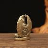 Metal Bodhisattva Sculpture with Aged Finish and Integrated Round Base for Desk, Windowsill, Tea Table, Entryway, or Shelf Placement