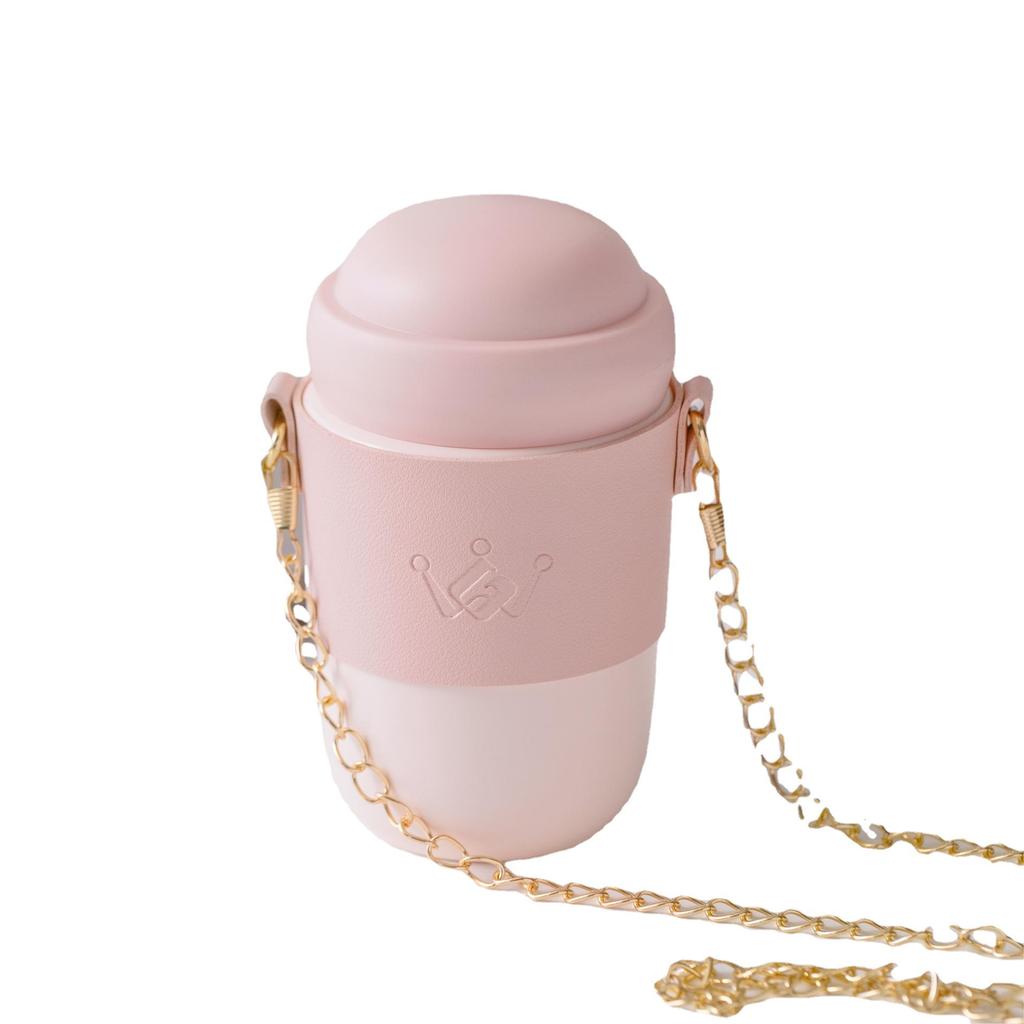 High Value Ceramic Imitation Thermos Cup for Girls Creative Shoulder Hanging Water Cup Outdoor Cute Mug with Lid Portable