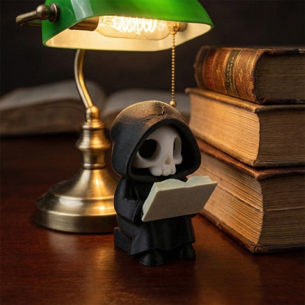 Creative Gothic Decoration Cartoon Reading Pose Ghost Statues Creative Cute Ghost Ornaments  Gifts