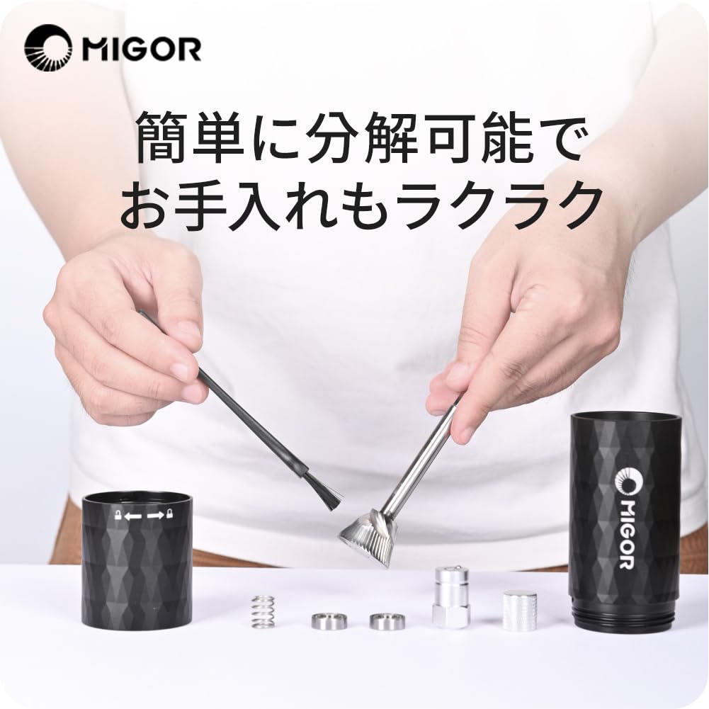 MIGOR G-11 Manual Coffee Grinder with Stainless Steel Conical Mortar, Grinds Coffee Beans, and Adjustable Coarseness (Silver, 5cm)