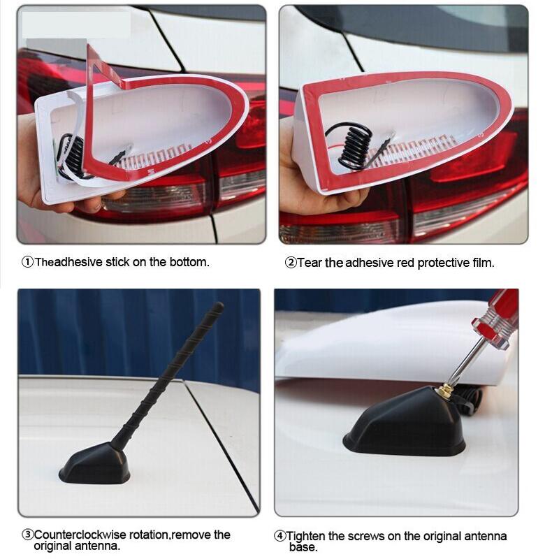 High Gloss Carbon Fiber Style Fin Antenna Radio Signal Aerial for Car Roof Decor
