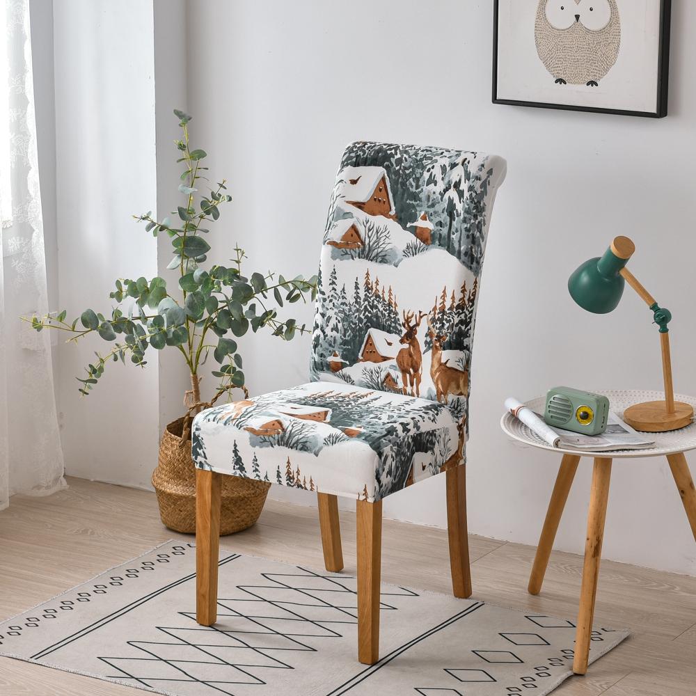 Chair Cover Dining Room Christmas Decor 2025 Santa Claus Snowflake Print Office Chair Covers Stretch Removable Chair Seat Cover