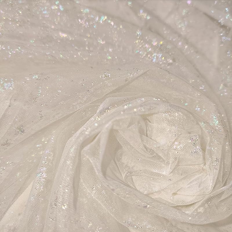 

[moonfarm] 2way lame tulle material Sparkling Width 150cm colorful race handicraft costume cloth (ivory, 1m)