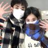 Winter scarf couple thickened warm new Korean version student women's tassel plaid long men's scarf gift