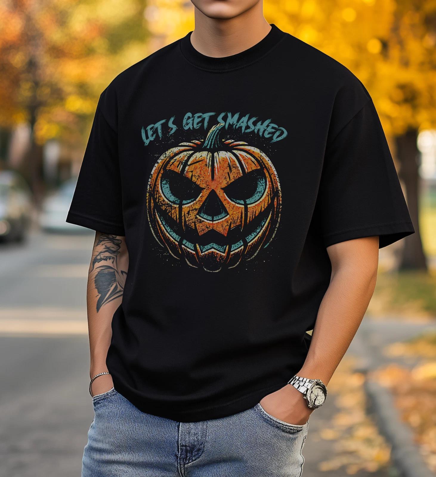 Let s Get Smashed Pumpkin Halloween T shirt, Spooky Funny Pumpkin Party Tee S
