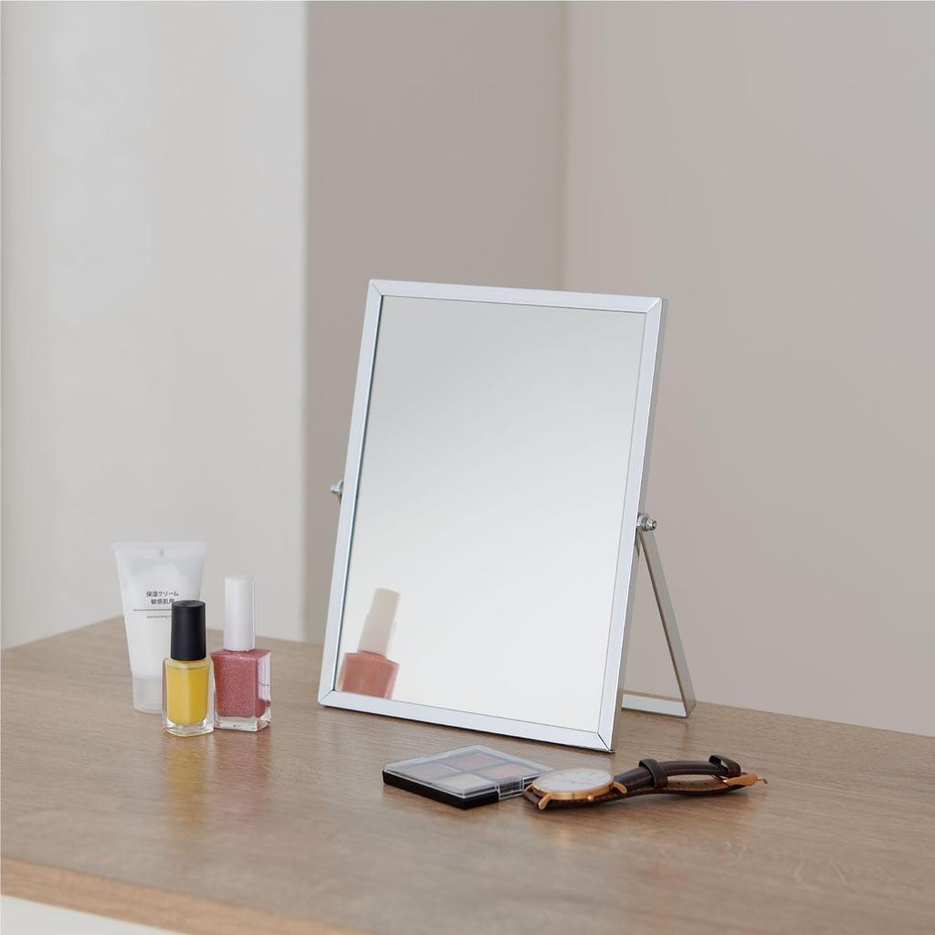 Belca Tabletop Folding Aluminum Wide X 1cm Deep X 23cm Standing Makeup Cosmetic Mirror DI-AF Mirror, Frame, 18.5cm High, Silver, Compact, Mirror,