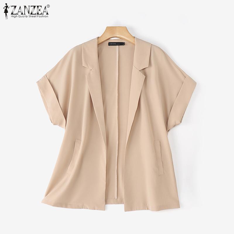 ZANZEA Womens Summer Solid Color Casual Short Sleeve Cardigan Tops