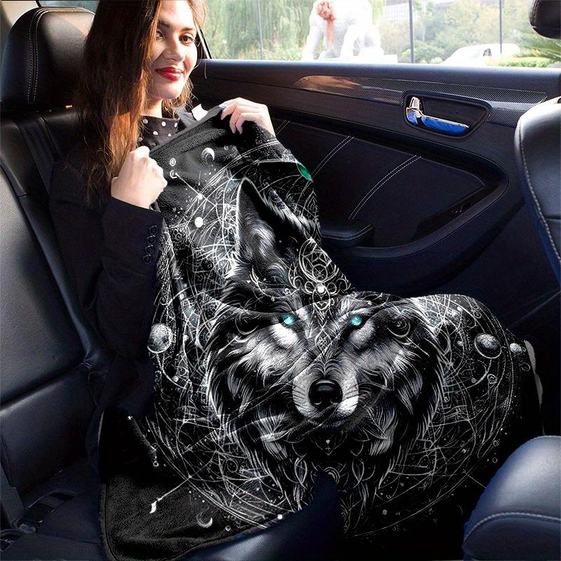 1pc Wolf Design Blanket  Cartoon for Home Decor, Gift Idea, Living Room, Travel, Camping, Car Blankets