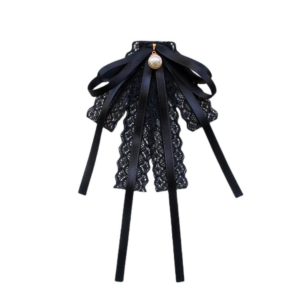 Pearl Bowknot Brooch Ribbon Bowtie Fashion Shirt Dress Collar Pins Clothing Accessories