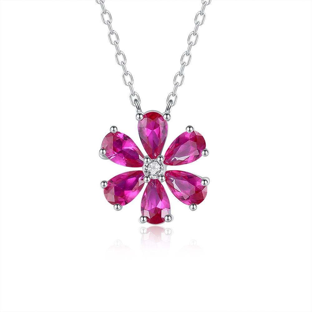 Silver Jewelry Maker Direct Sales 925 Sterling Silver Water Drop Petal Pendant Sweater Chain Flower Necklace for Women