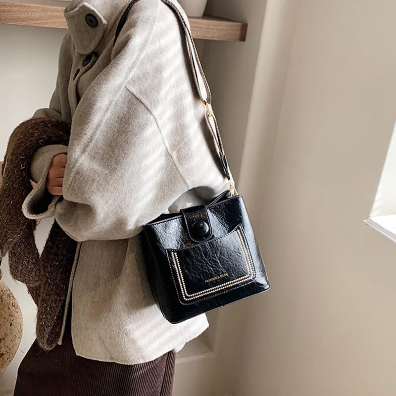 Vintage Proste PU Skórzane Torebki Crossbody Dla Kobiet Luksusowa Designerska Torebka Damska Szeroki Pasek Torba Na Ramię