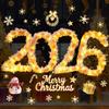 Christmas Window Sticker Merry Christmas Decal Golden Light String Christmas Window Removable Xmas Holiday Party Decoration