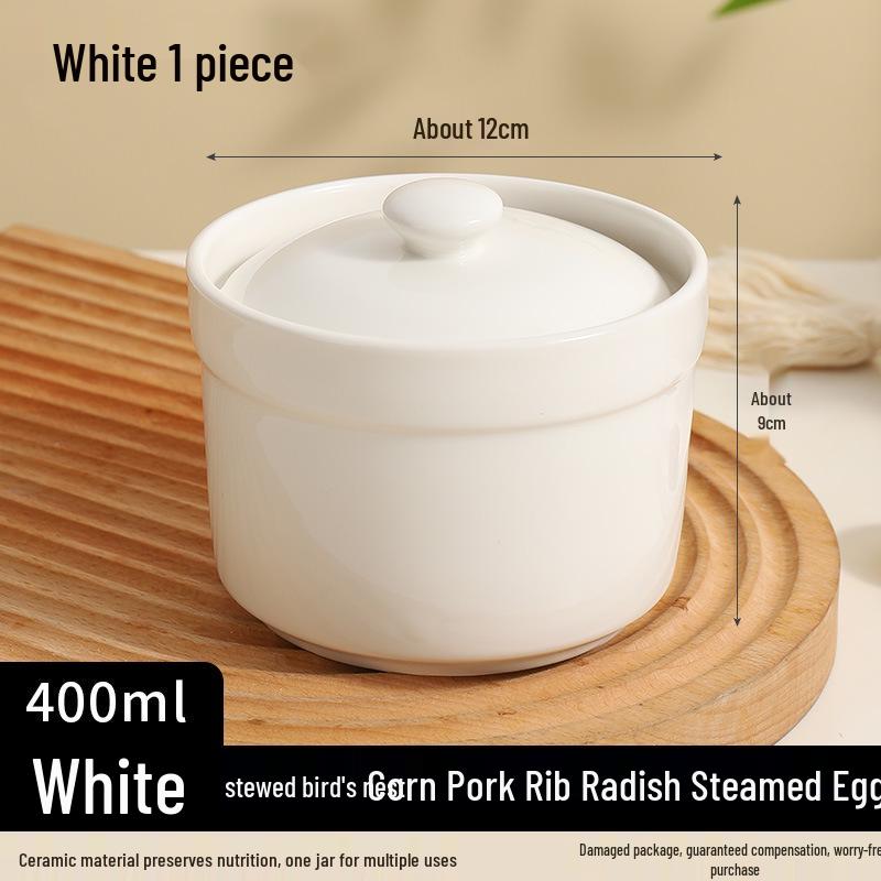 Keramický dvojitý hrnec na vaření v páře: Jednoporcová kameninová miska na pudink a polévku