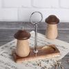 Salt and Pepper Mill Tray Acacia Wood Base Tray Pepper Mill Holder  Kitchen Shaker Pepper Grinder Tray With Zinc Alloy Handle