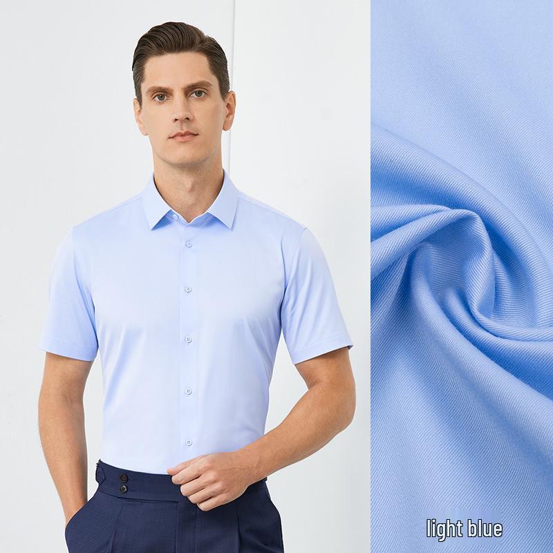 Men's Pure White Non-Iron Long-Sleeve Shirt: Stain-Resistant, Stretch, Professional Business Casual