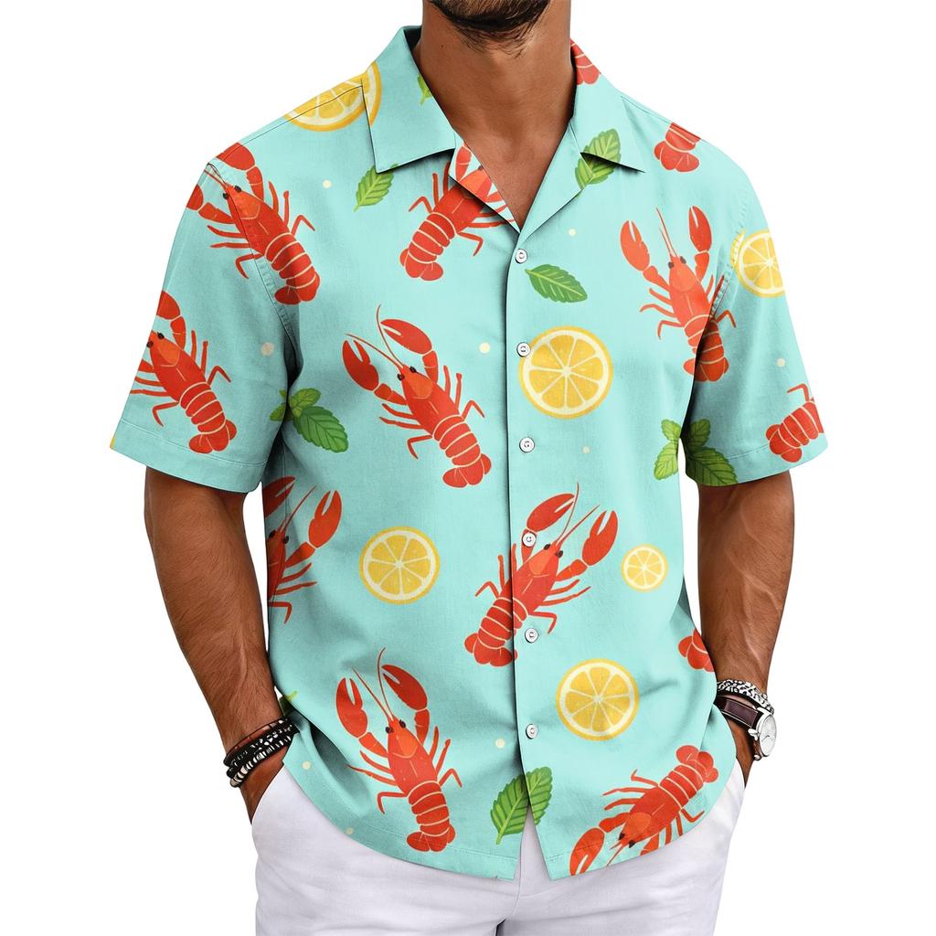 Men's Cuban Collar Shirt Hawaiian Summer Casual