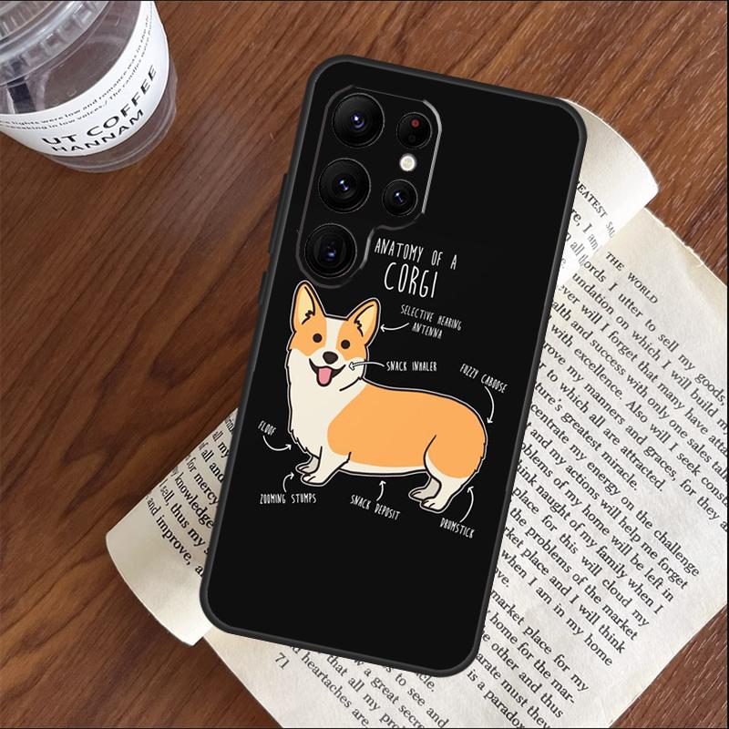 

Смешной чехол для телефона с корги для Samsung Galaxy S25 S23 S22 S21 Ultra S9 S10 S20 Plus S24 FE Funda Cover Shell Galaxy S21