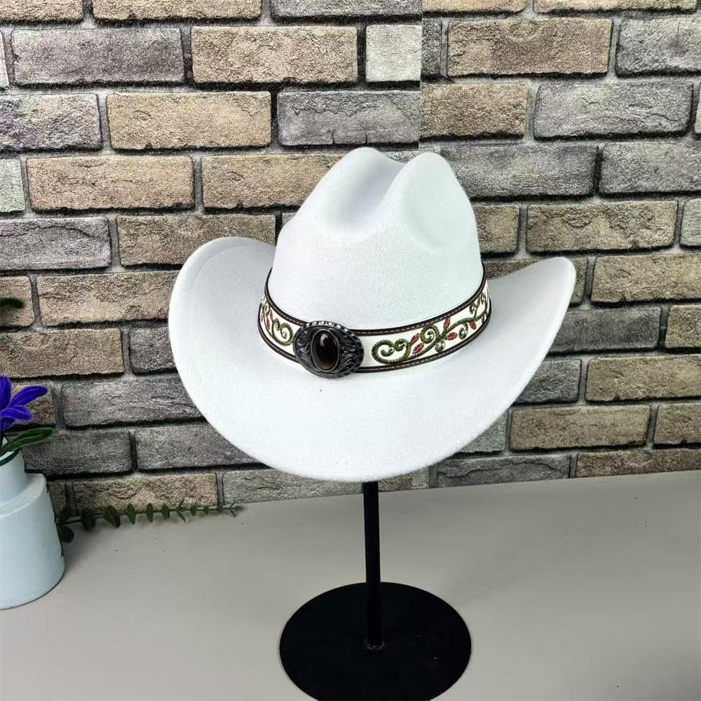 European and American Style Big-brimmed Cowboy Hat, Men's and Women's Retro Ethnic Style Belt Top Hat, Jazz Hat, Sunshade and Sunscreen Hat.