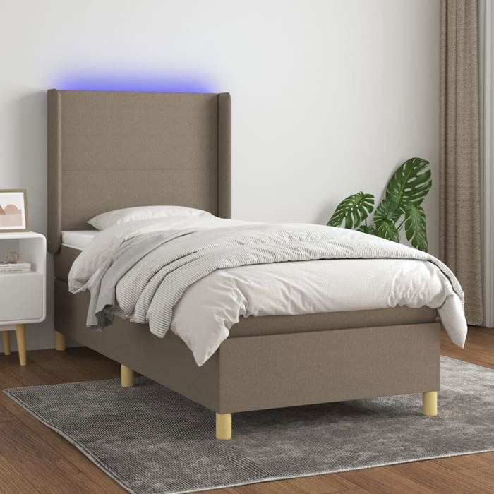 VidaXL Sommier à Lattes de Lit avec Matelas et LED, Lit Rembourré, Lit Simple, Lit Adulte de Chambre à Coucher Intérieur, 3138681