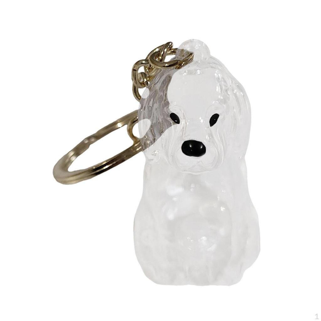 Dog Shape Keychain Bag Charm Creative Compact Souvenir Memorial Keepsake Clear Pet Hair
