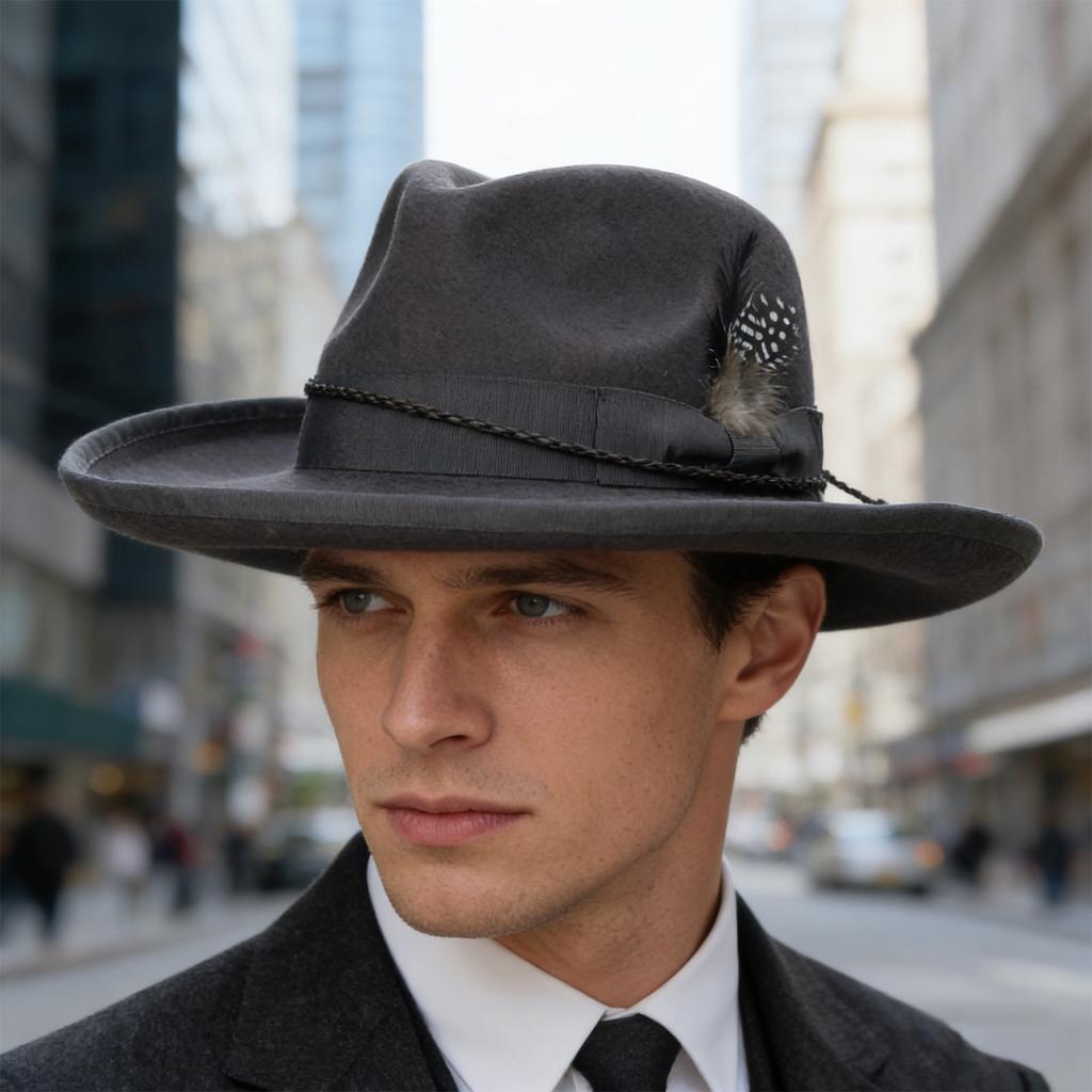 French Style Trilby Hat for Adult Male Christmas Formal Gathering Carnivals Derby Hat Winter Autumn Hat for Female