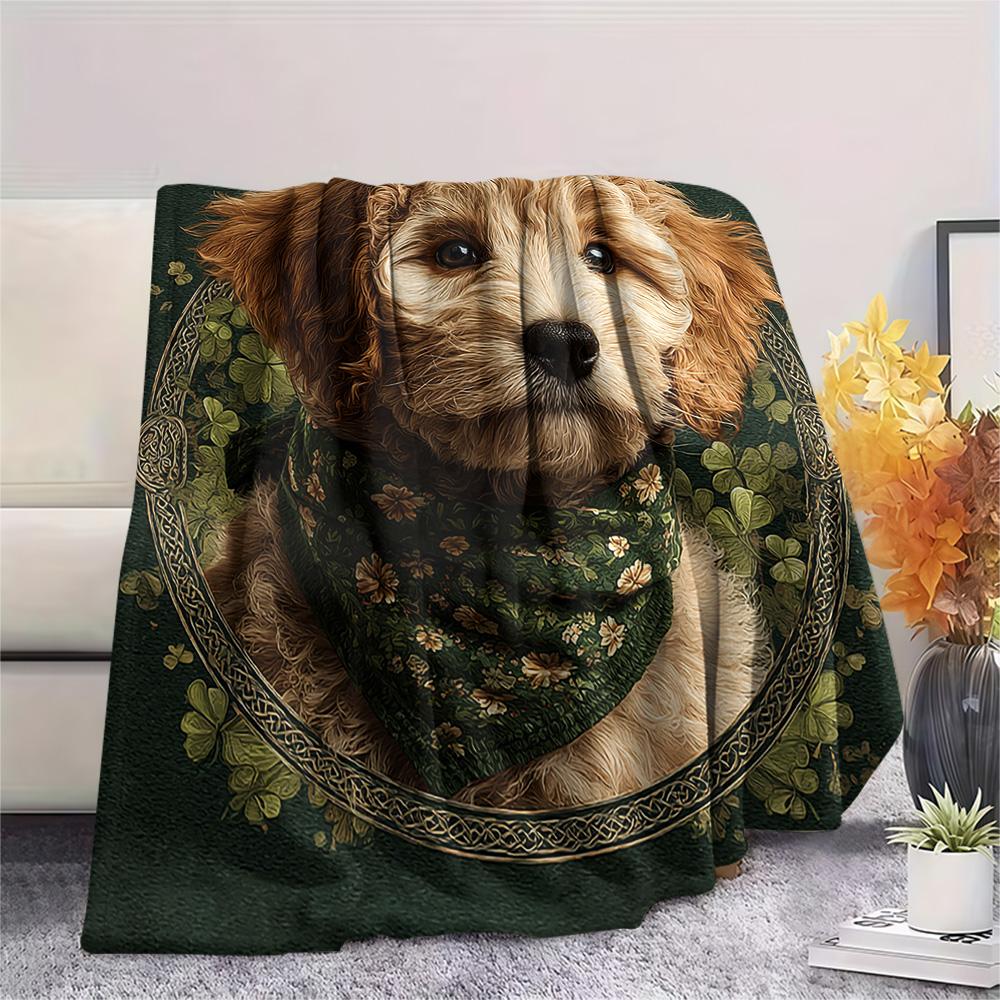 Koc Flanelowy z Nadrukiem Psów, Wysokiej Jakości, Wygodny na Wszystkie Pory Roku, Wystrój Domu, Ciepło i Komfort, Idealny na Prezenty Świąteczne