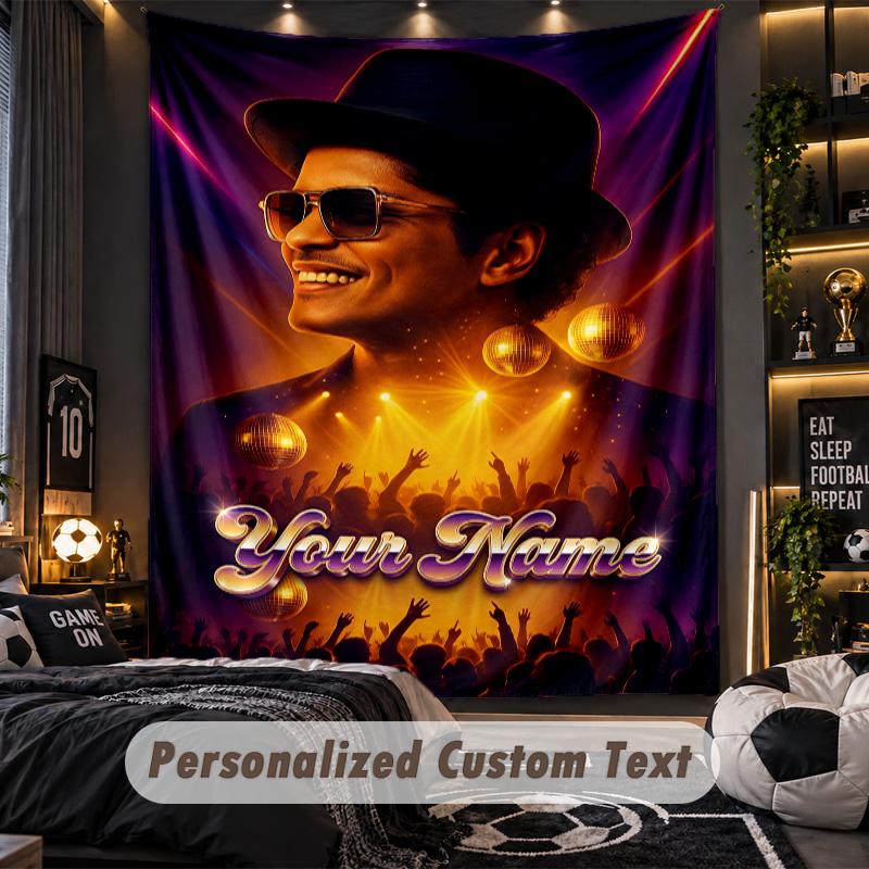 Personalized Wall Tapestry,Bruno Mars Custom Printed Name, Fabric Wall Art For Indoor Room Backdrop