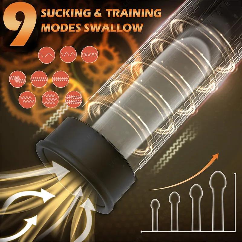 Electric Vibrators Enlargement Extend Penis Trainer Male Masturbators Cup Dick Pump Sex Toys for Men 18+
