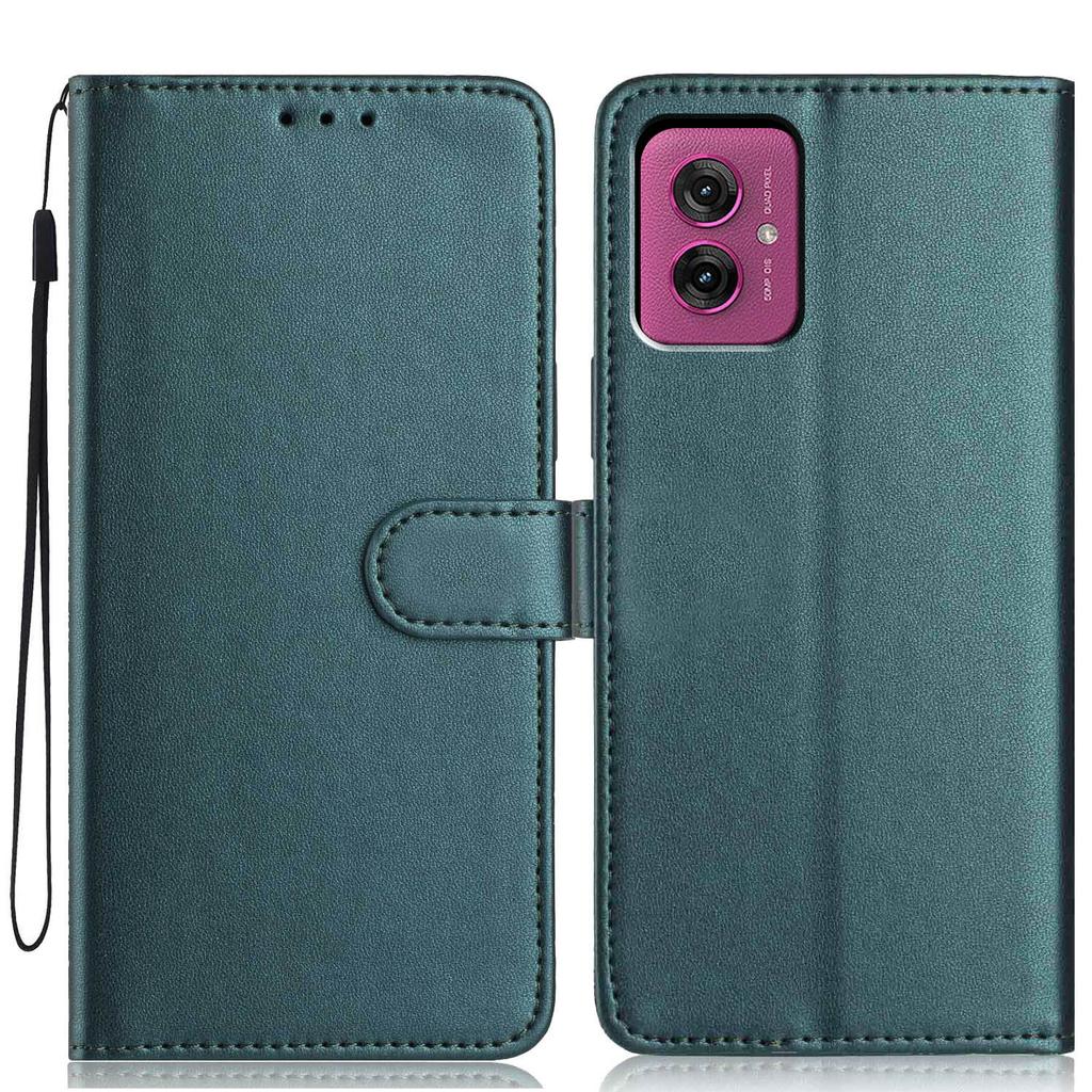 For Motorola Moto G55 5G Wallet Case with Strap/Multiple Card Slots Solid Color Leather Stand Phone Cover