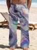Casual men's printed loose straight trousers vacation beach pants men's European and American breathable