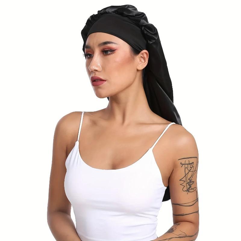 Long Silky Sleep Bonnet For Straight Curly Hair, Extra Large Hair Bonnets For Dreadlock And Braids, Satin Sleeping Caps Nigh
