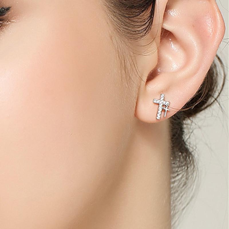 Beixi S925 Sterling Silver Cross Earrings - Fashionable Korean Couple Style Accessories 925 Silver