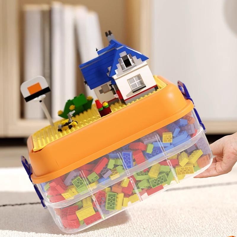 3 Layers Building Block Storage Box Organizer with Lid Transparent Figures Toy Storage Box Kids Assembly Parts Grids Storage Box