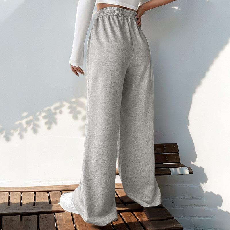 Women's Fashion Casual Solid Color Print High Waist Trousers Pants & Capris