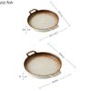 Double Ear Horizontal Texture Disc Ceramic Flat Plate Baking Plate Barbecue Plate Steak Plates Molecular Cooking Retro Tableware