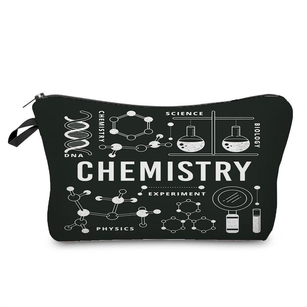 Women Chemical Physics Formulas Print Cosmetic Bag Toiletries Organize Travel Storage Case 6768
