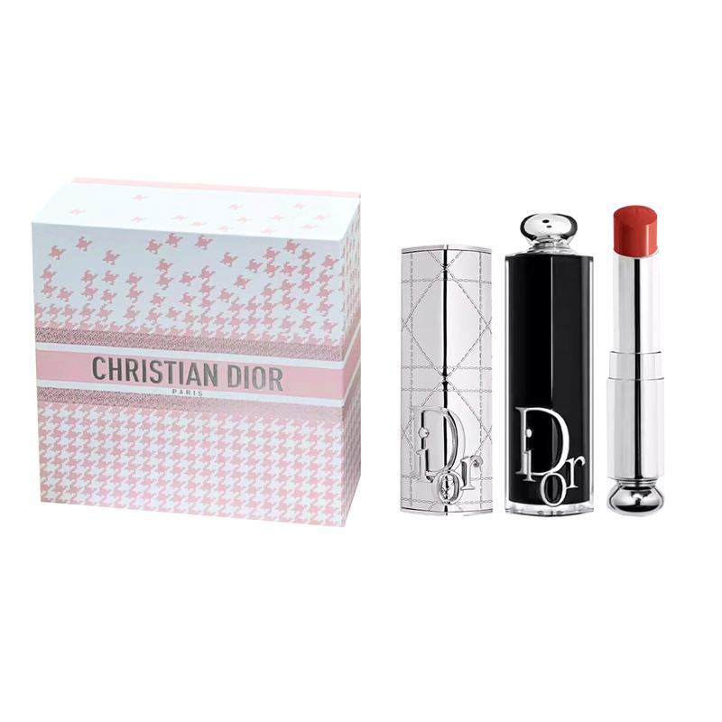 DIOR Lipstick Silver cannage pattern lipstick shell +740 SADDLE maple leaf dirty orange серебряный