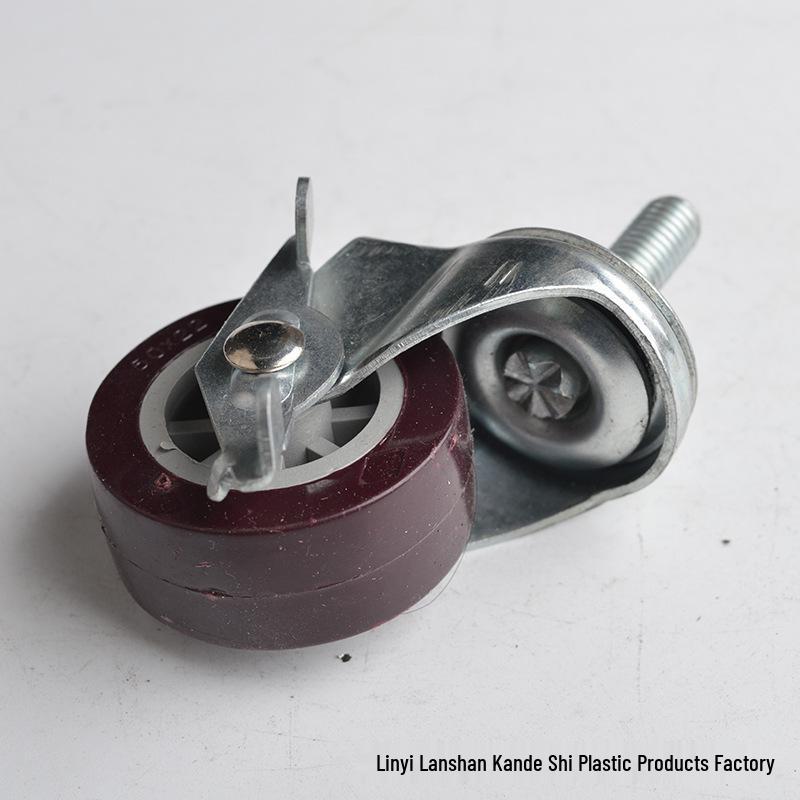 Полиуретановое колесо-ролик с резьбовым штоком и тормозом для легкой мебели