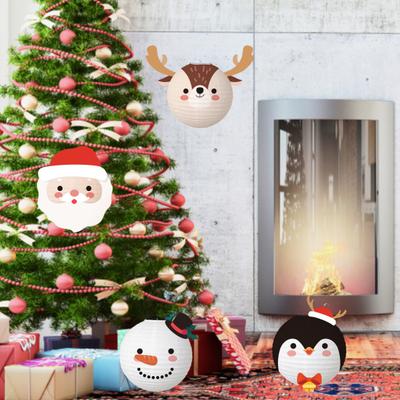 Christmas Lantern Cute Cartoon Shape Paper Handheld Lantern Xmas Festival Decor Accessories for Gifts
