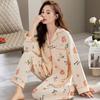 Pijama Nova de Primavera e Outono para Mulher Roupa de Casa Conjunto Pijama de Outono e Inverno Tamanho Grande Roupa Mensal