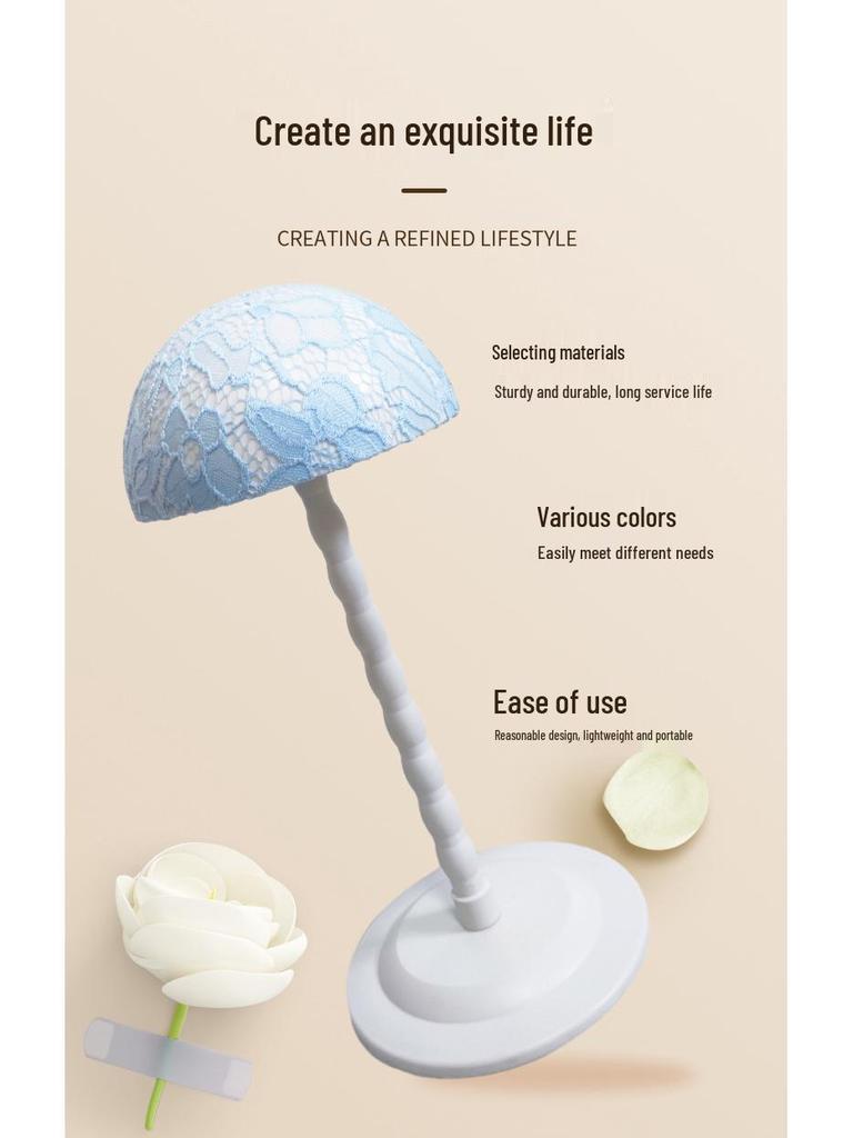 Lace Fabric Surface Wig Holder and Display Stand for Men and Women