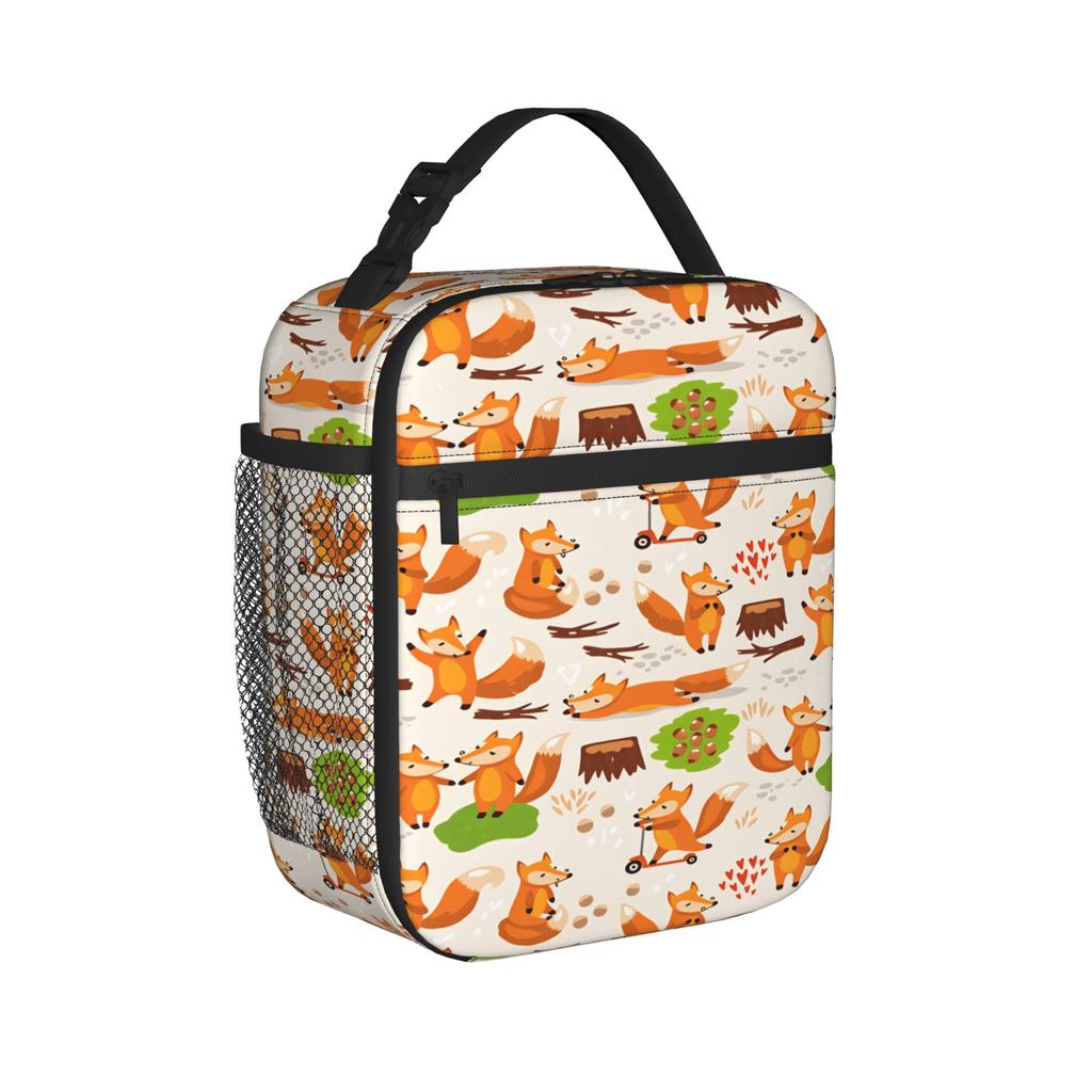 Cute Fox Lunch Bag Portable Insulated Lunch Box Child School Graphic Design Cooler Bag Leisure Oxford Tote Food Bags
