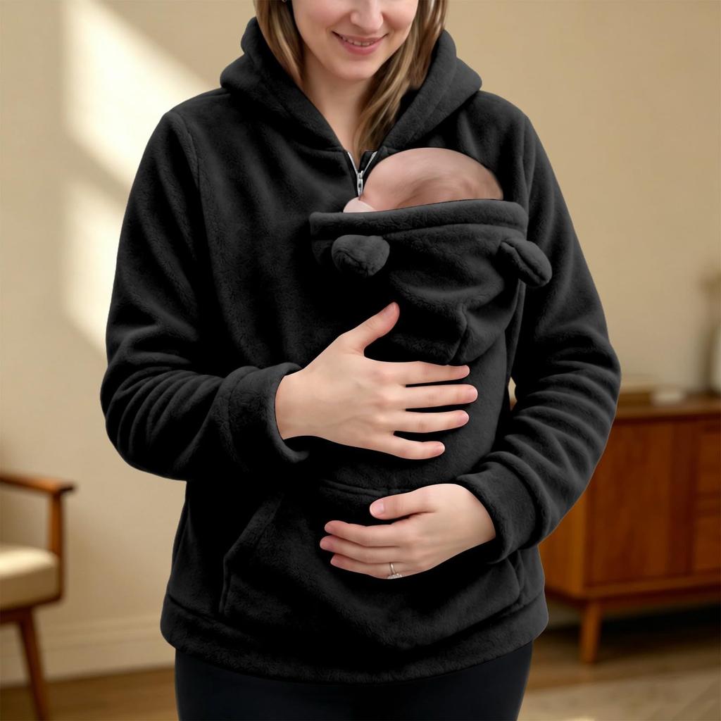 Women's Casual Oversized Half-Zip Sweatshirt with Large Front Pocket for Everyday Wear
