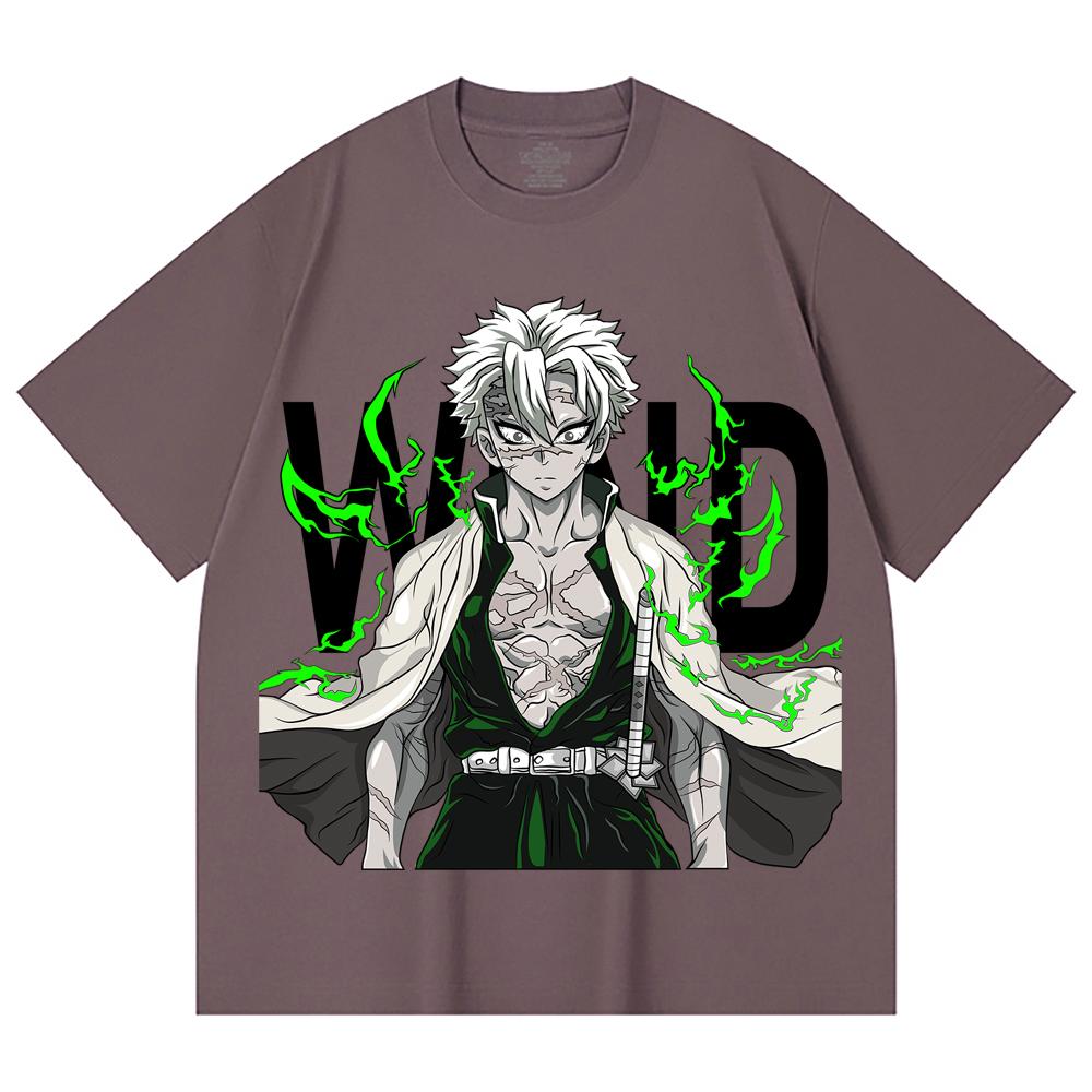 230 Gsm 100% Cotton Demon Slayer V115 Sanemi Print Unisex Heavy Cotton T Shirt