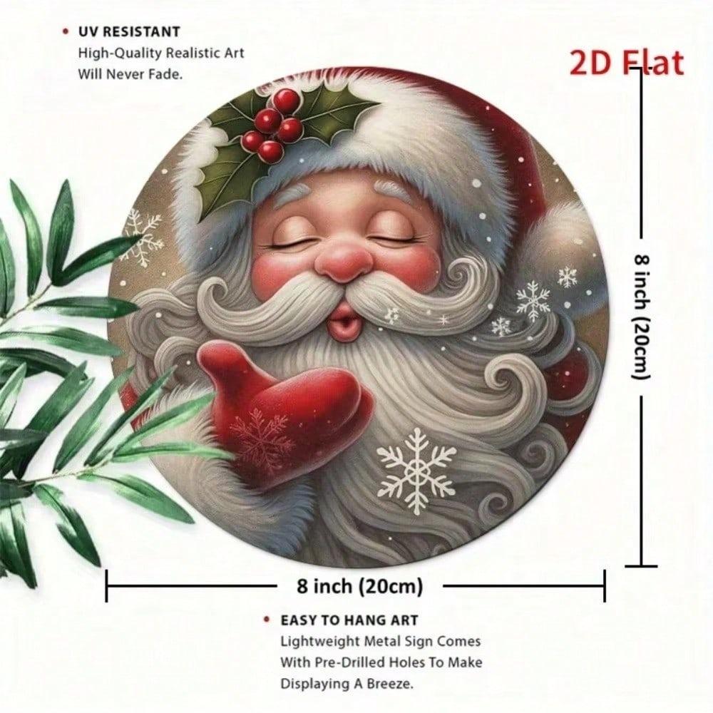 1PC Flat Printed Santa Claus Wall Sticker, Christmas Peel & Stick Holiday Home Decor For Door Room Party