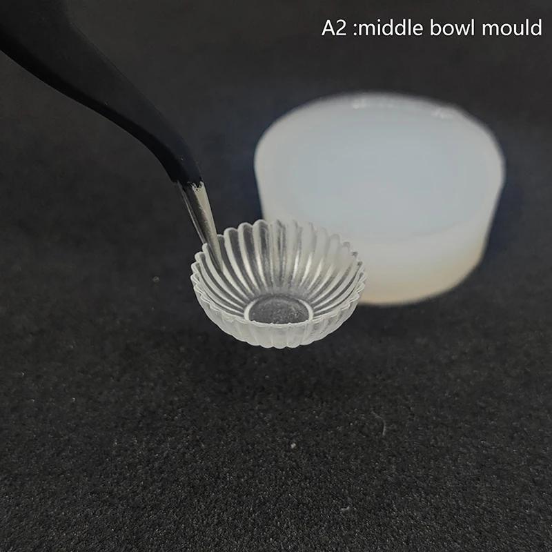 1Pc Dollhouse Miniature Silicone Tableware Mold Mini Simulation Dish Bowl Model Mould Dolls House Kitchen Toys Accessories-Toy