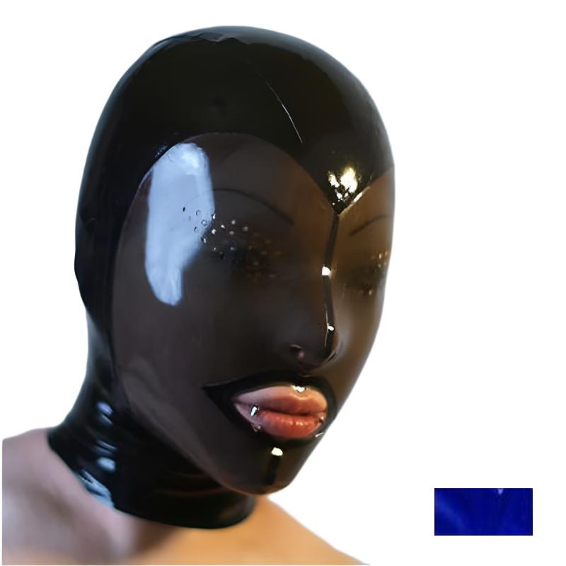 Fetish Mask With Back Zip Transparent Black Face Hood Latex Hoods