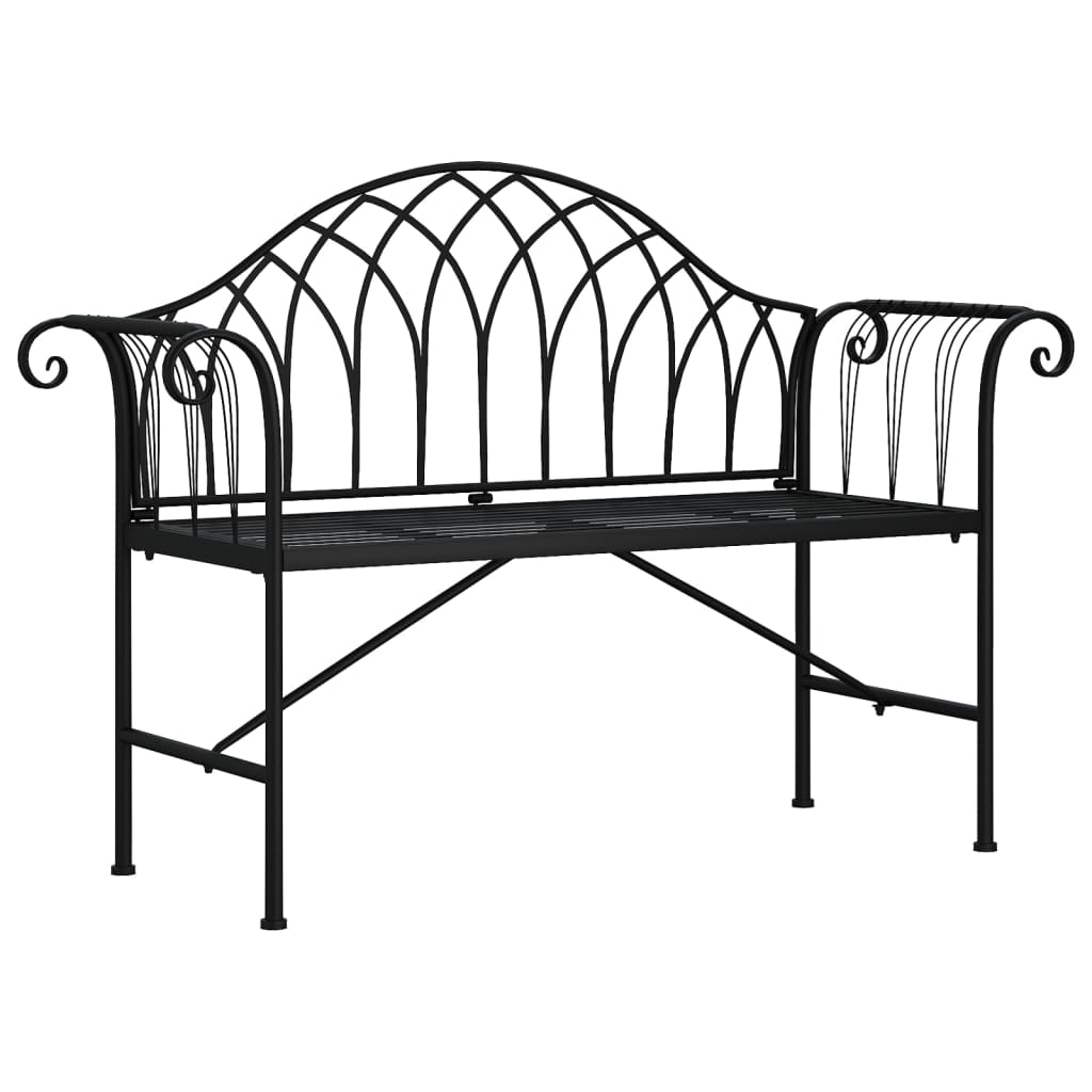 Vidaxl Garden Bench for 2 People, 128 Cm, Black, Steel
