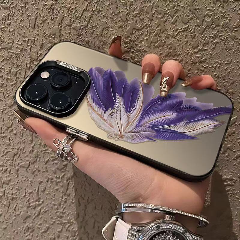 The new feather is suitable for iphone17 mobile phone case Apple 16promax/15 anti-drop 14pro13/12.
